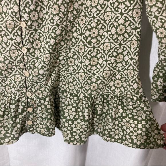 Dress Barn Moroccan pattern retro boho top 3/4 w/ bracelet sleeves peplum size L - Picture 3 of 7